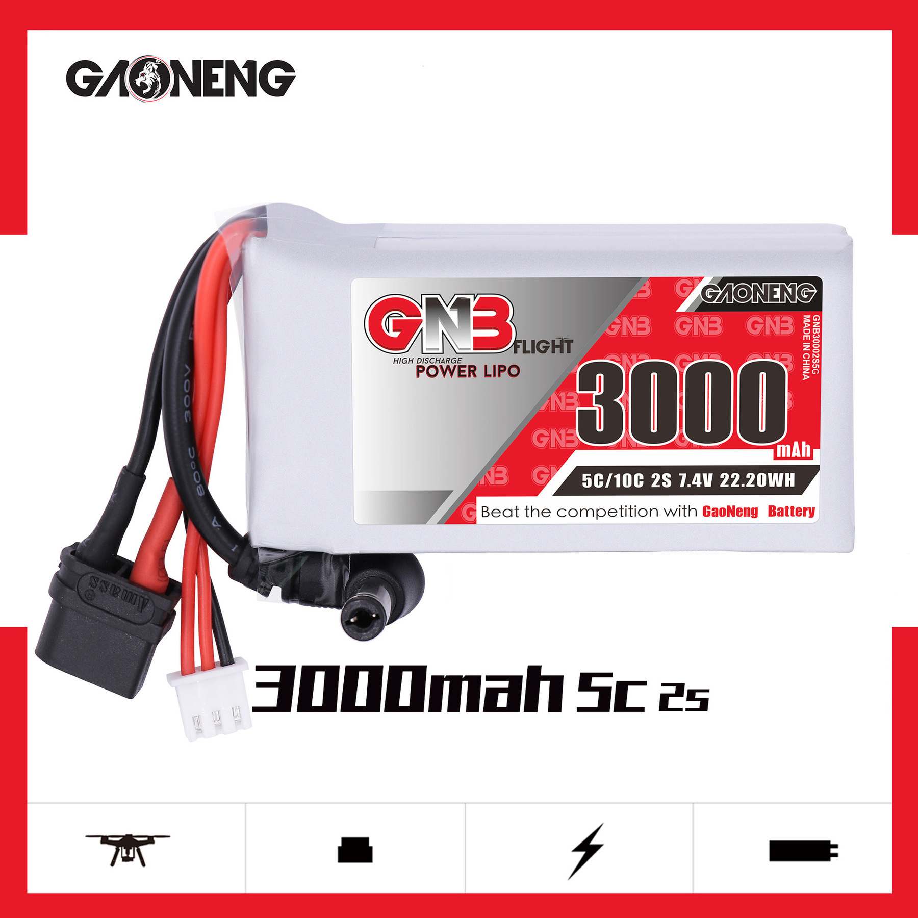 GNB 2S 7.4V 3000mAh 5C/10C Lip - đánh giá và giá Skyzone Sky04X Pro Oled Fpv Goggles